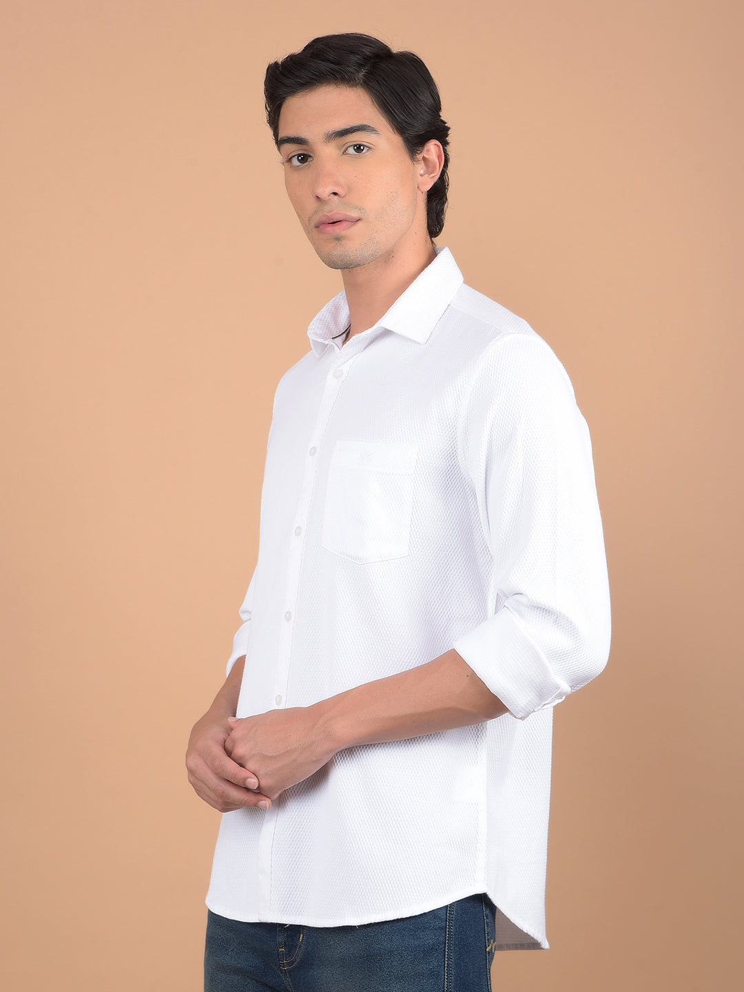 White Printed 100% Cotton Shirt-Men Shirts-Crimsoune Club