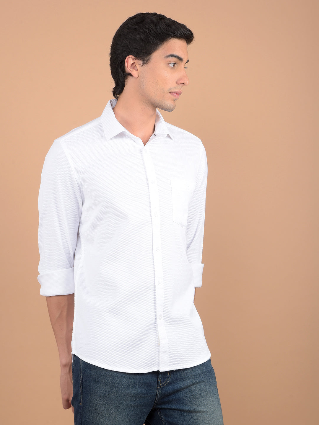 White Printed 100% Cotton Shirt-Men Shirts-Crimsoune Club