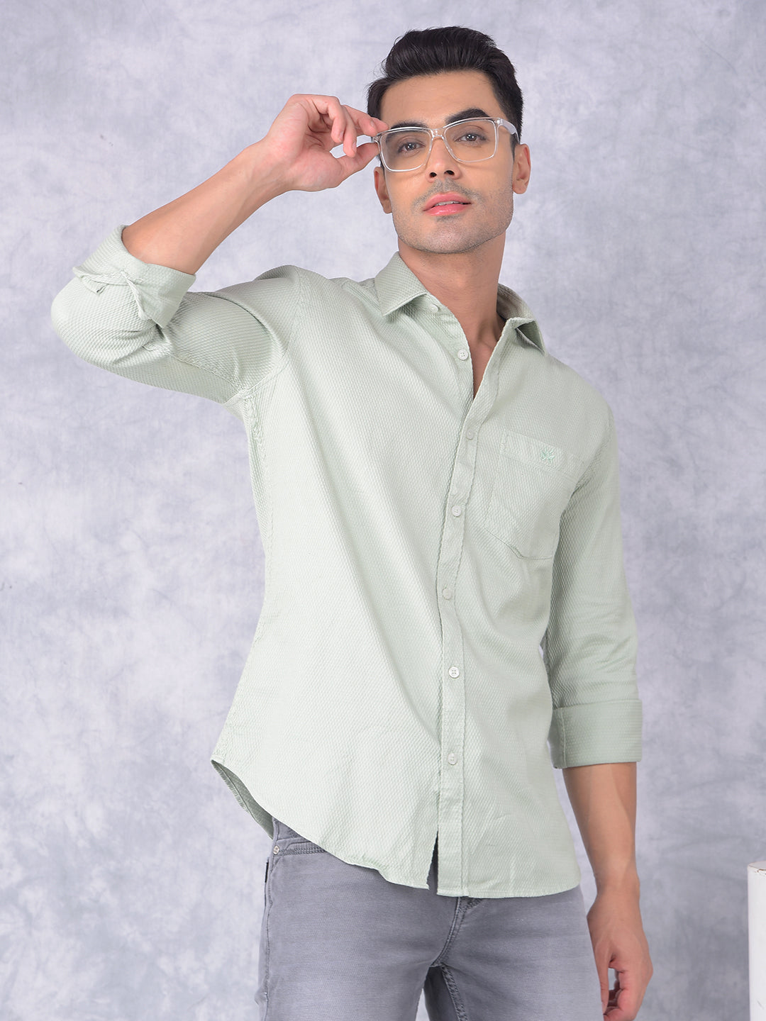 Green 100% Cotton Shirt-Men Shirts-Crimsoune Club