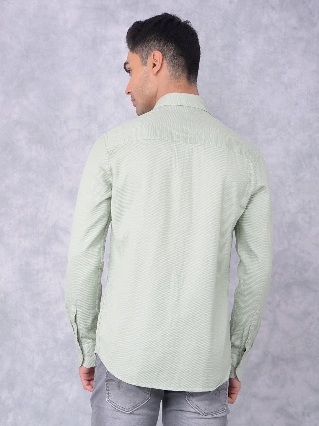 Green 100% Cotton Shirt-Men Shirts-Crimsoune Club