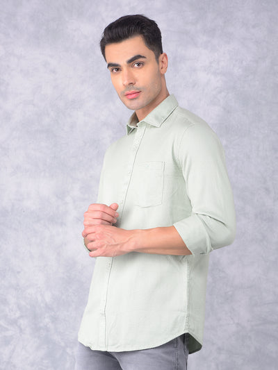 Green 100% Cotton Shirt-Men Shirts-Crimsoune Club