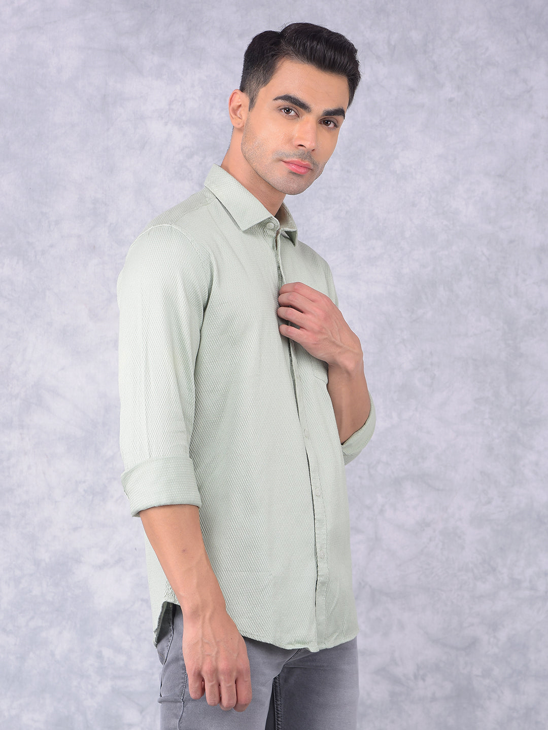 Green 100% Cotton Shirt-Men Shirts-Crimsoune Club