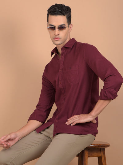 Maroon 100% Cotton Shirt-Men Shirts-Crimsoune Club