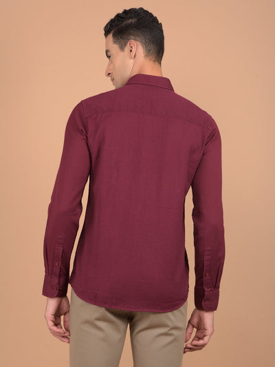 Maroon 100% Cotton Shirt-Men Shirts-Crimsoune Club