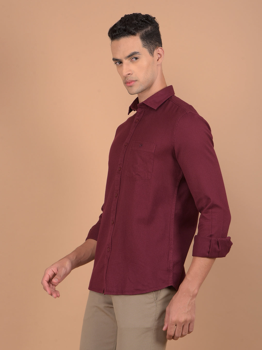 Maroon 100% Cotton Shirt-Men Shirts-Crimsoune Club