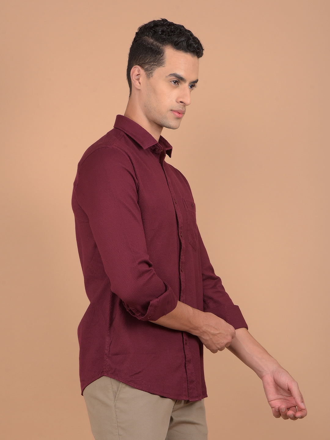 Maroon 100% Cotton Shirt-Men Shirts-Crimsoune Club