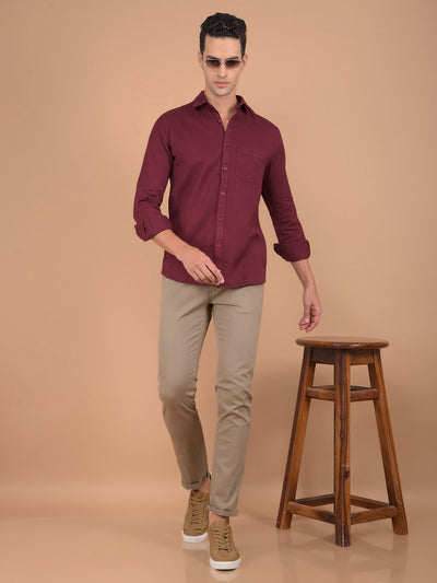 Maroon 100% Cotton Shirt-Men Shirts-Crimsoune Club