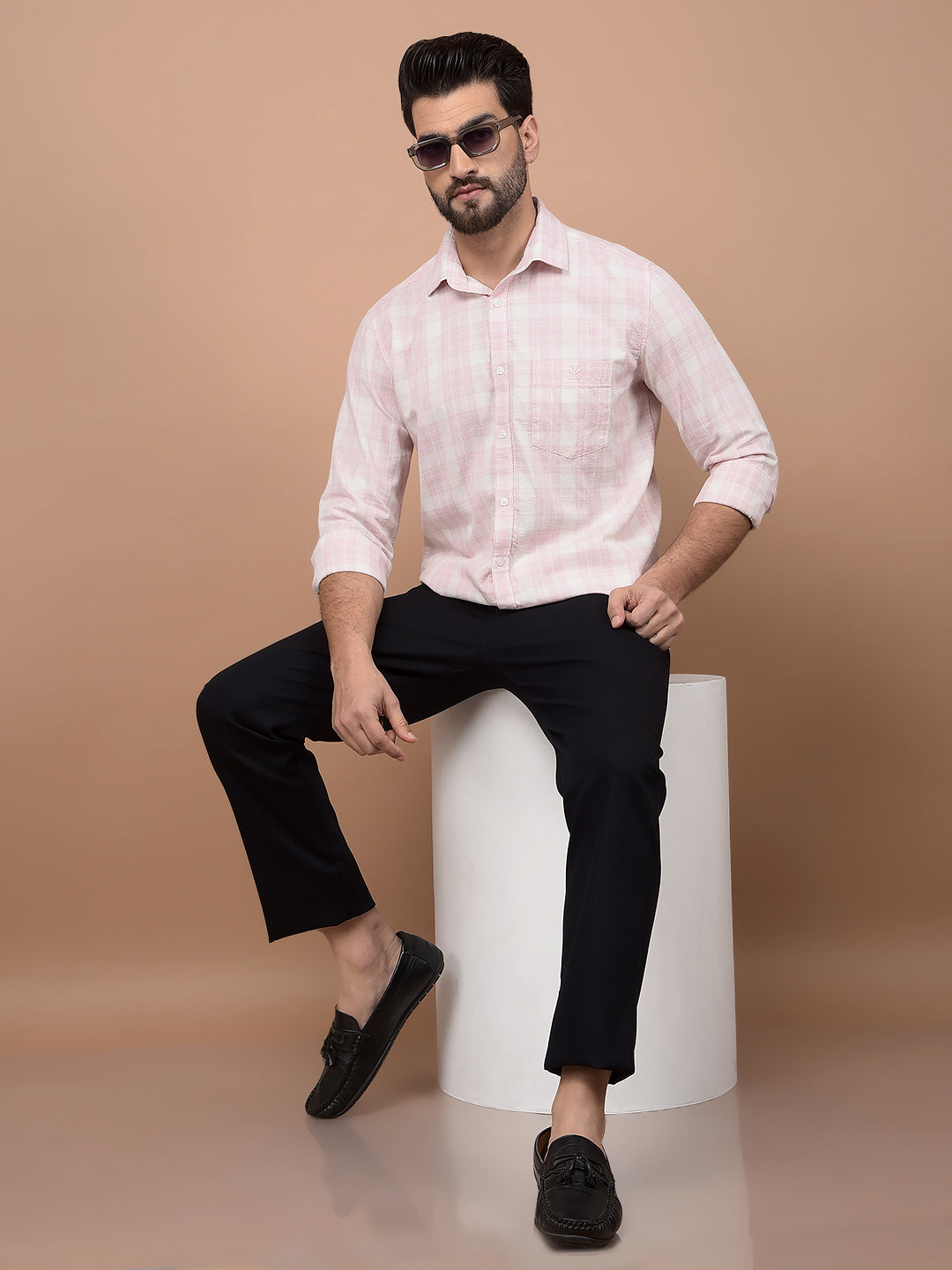 Pink Checked 100% Cotton Shirt