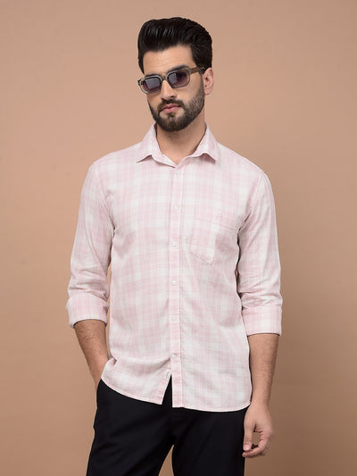 Pink Checked 100% Cotton Shirt