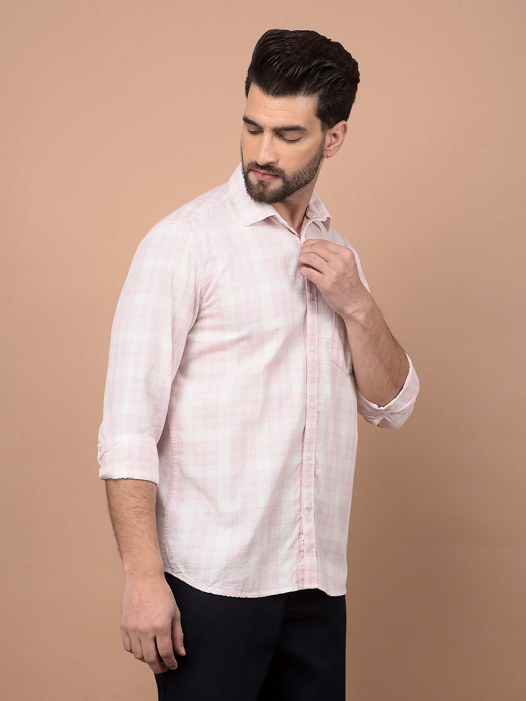 Pink Checked 100% Cotton Shirt