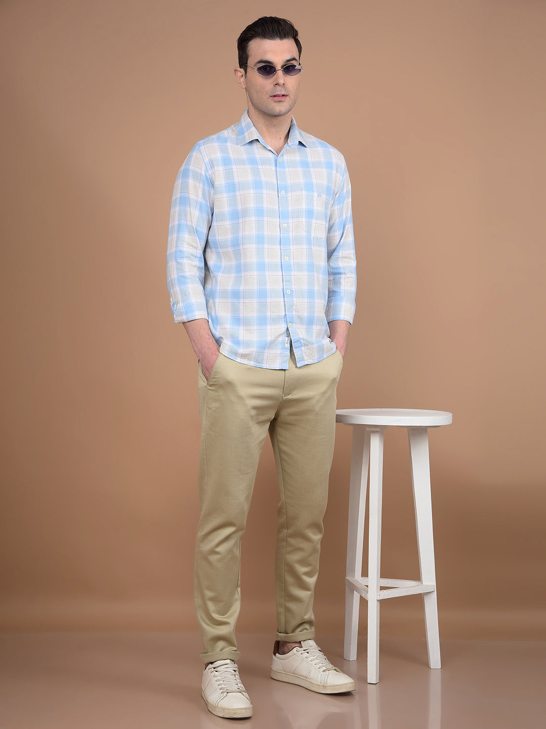 Blue Checked 100% Cotton Shirt