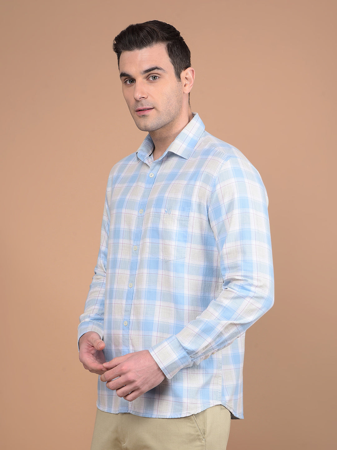 Blue Checked 100% Cotton Shirt