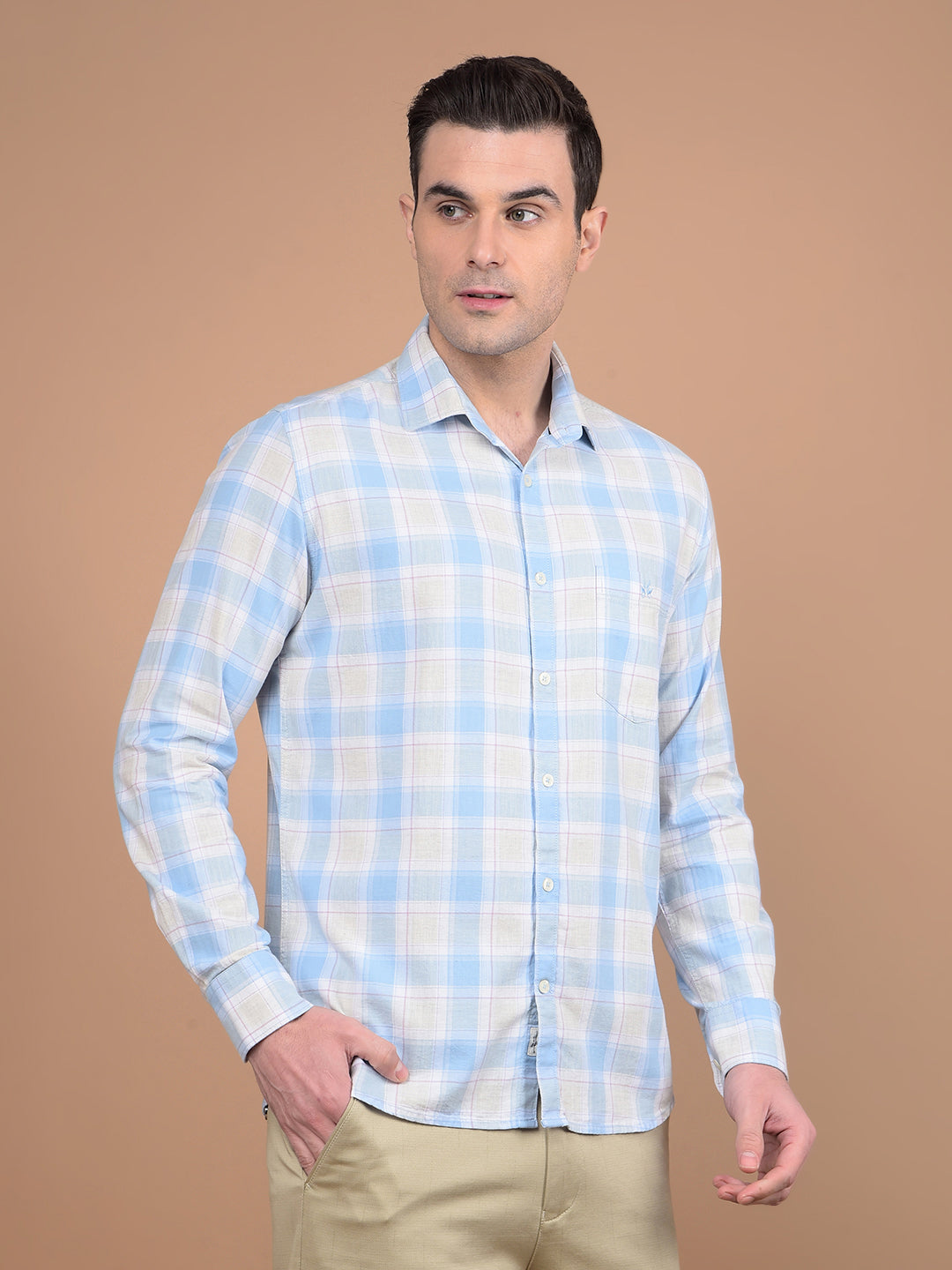 Blue Checked 100% Cotton Shirt