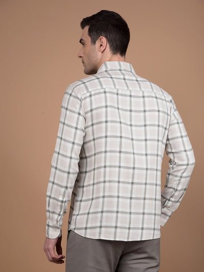 Beige Checked 100% Cotton Shirt