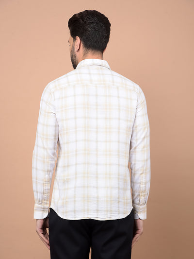 Beige Checked 100% Cotton Shirt