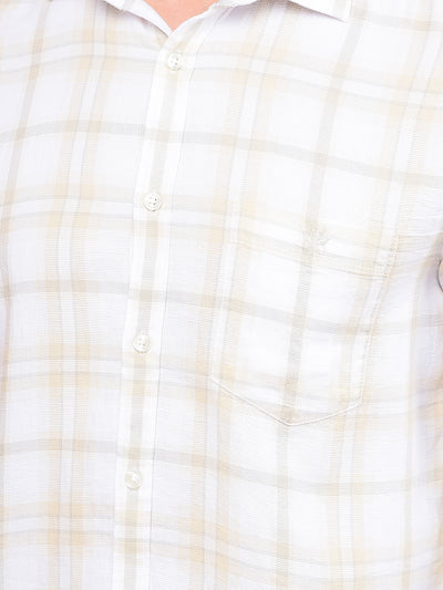 Beige Checked 100% Cotton Shirt