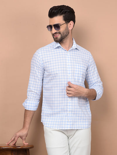 Blue Checked 100% Cotton Shirt