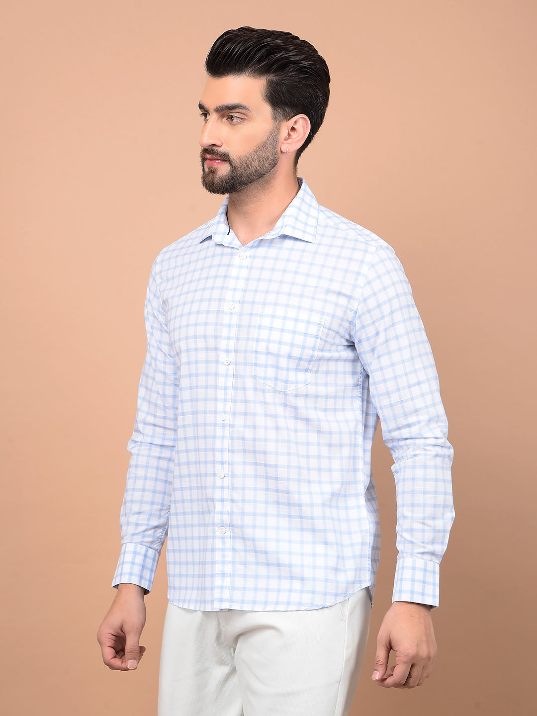 Blue Checked 100% Cotton Shirt