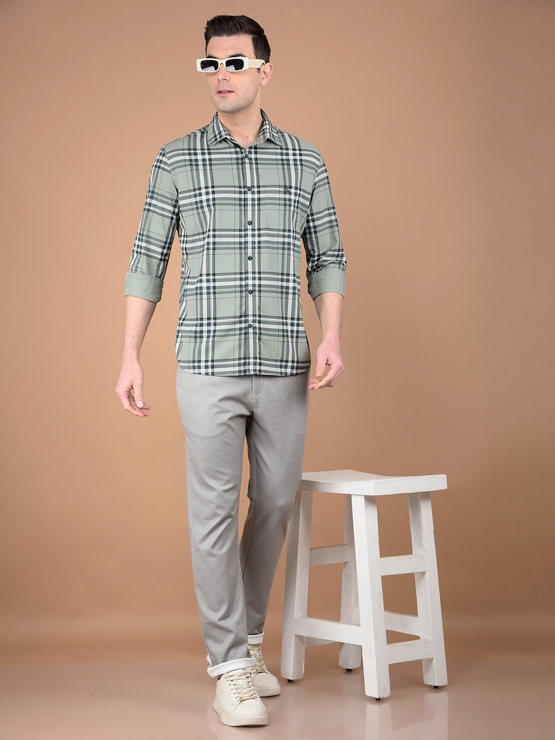 Green Checked 100% Cotton Shirt