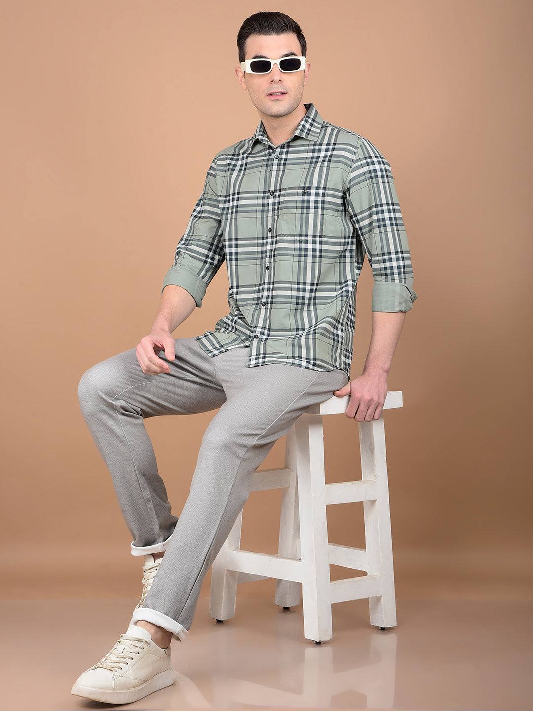 Green Checked 100% Cotton Shirt