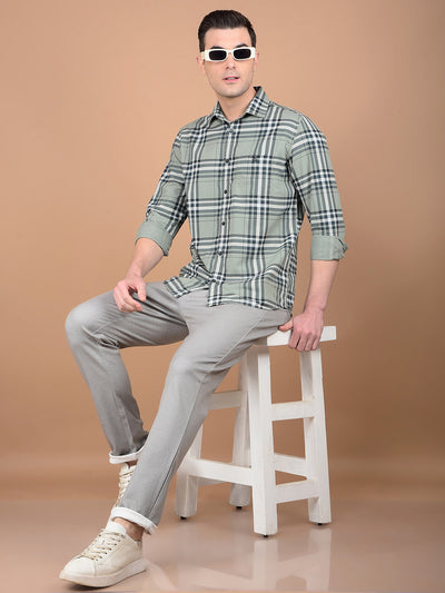 Green Checked 100% Cotton Shirt