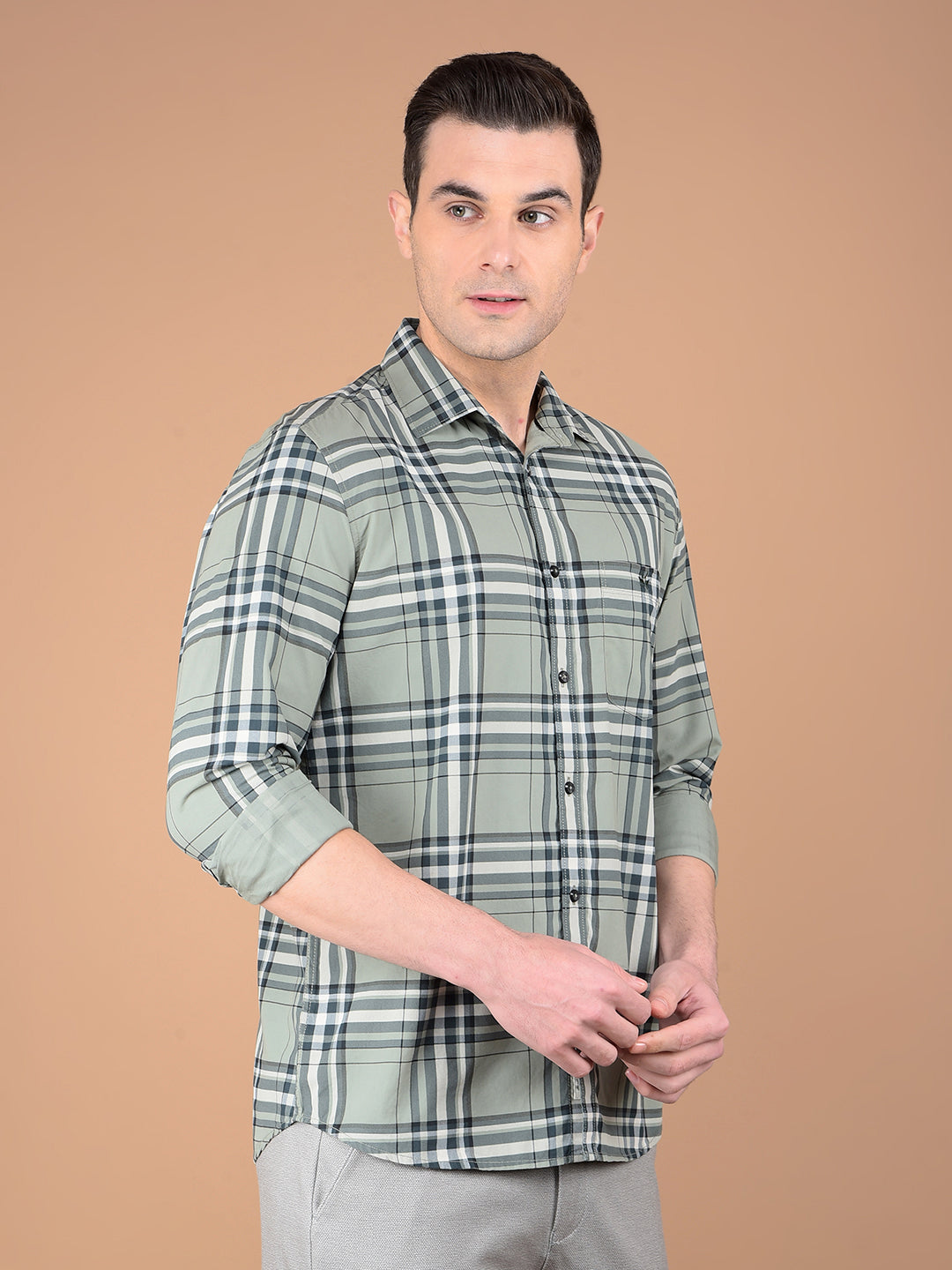 Green Checked 100% Cotton Shirt