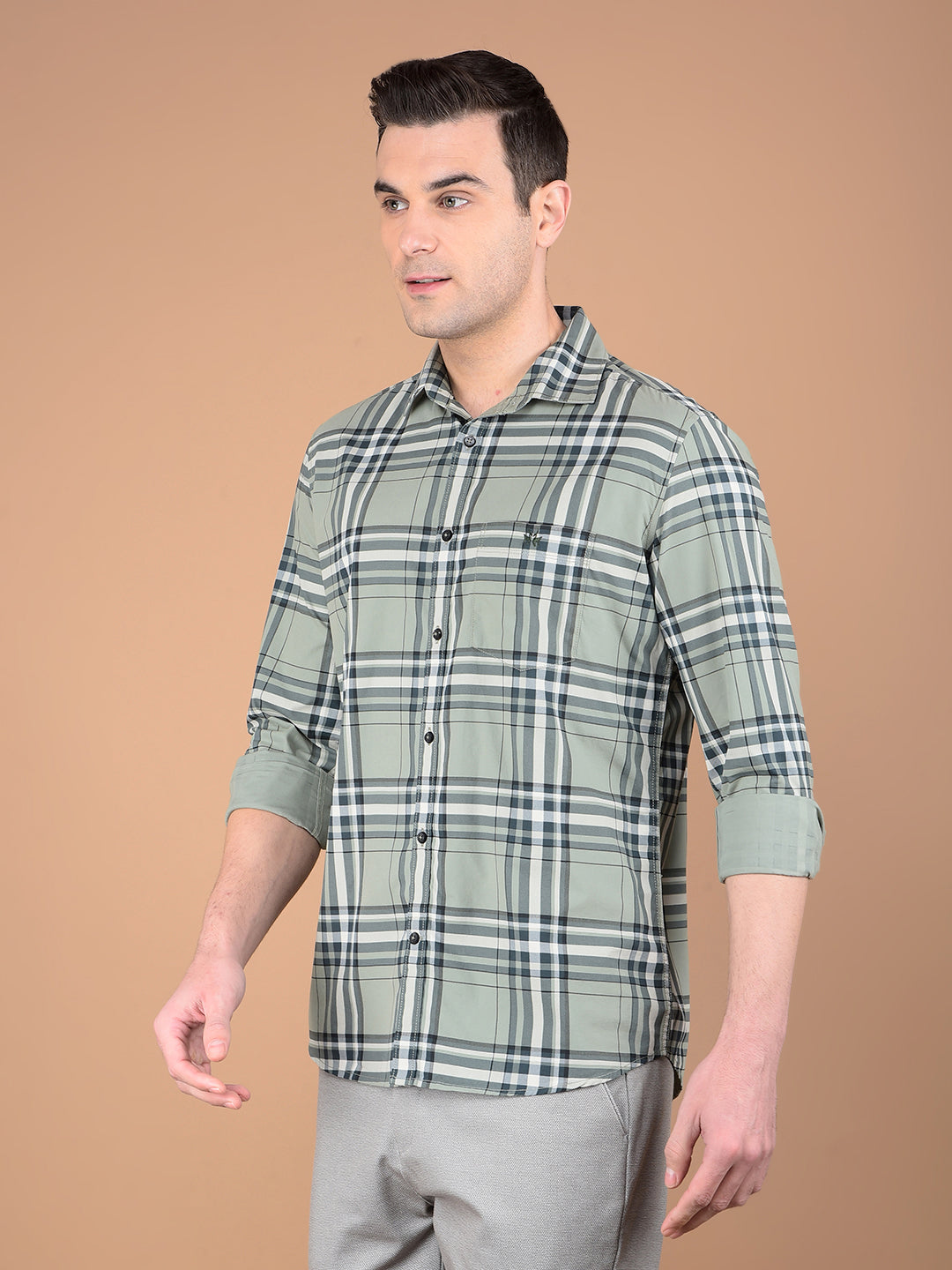 Green Checked 100% Cotton Shirt