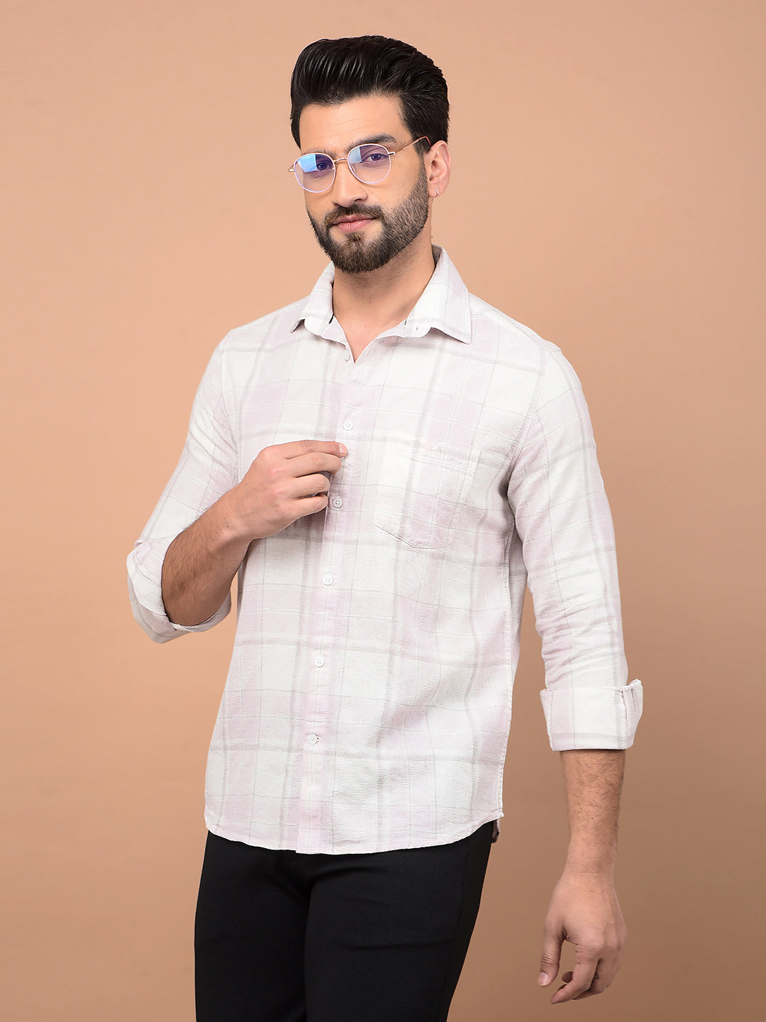 Pink Checked 100% Cotton Shirt