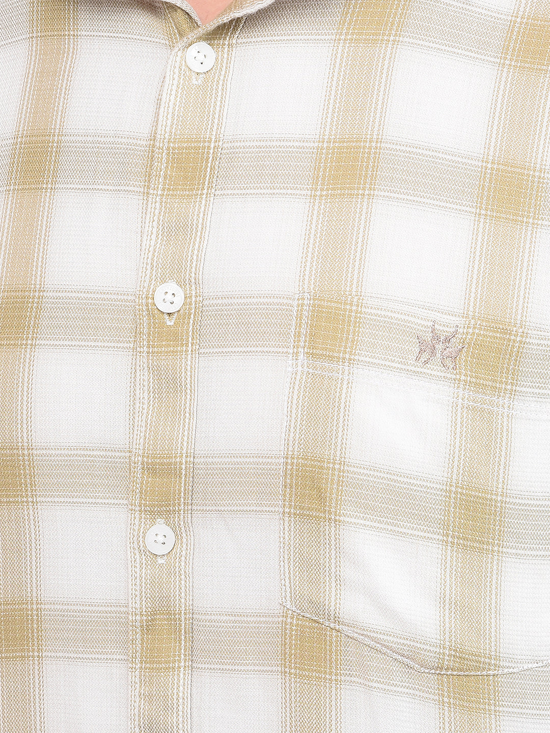 Beige Checked 100% Cotton Shirt