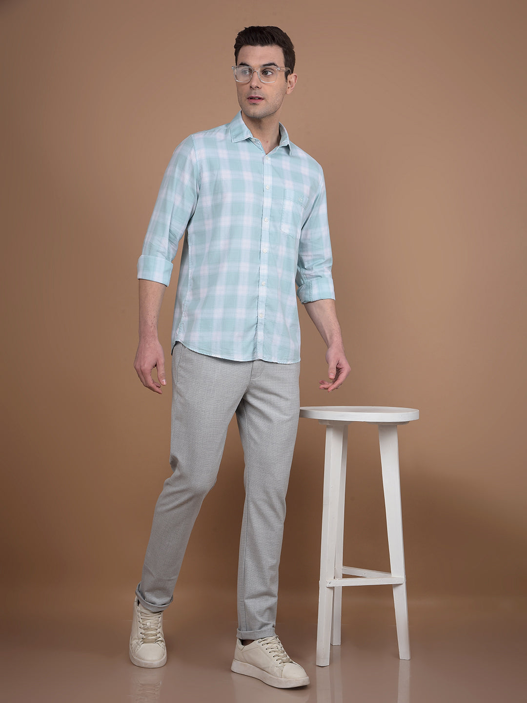 Green Checked 100% Cotton Shirt