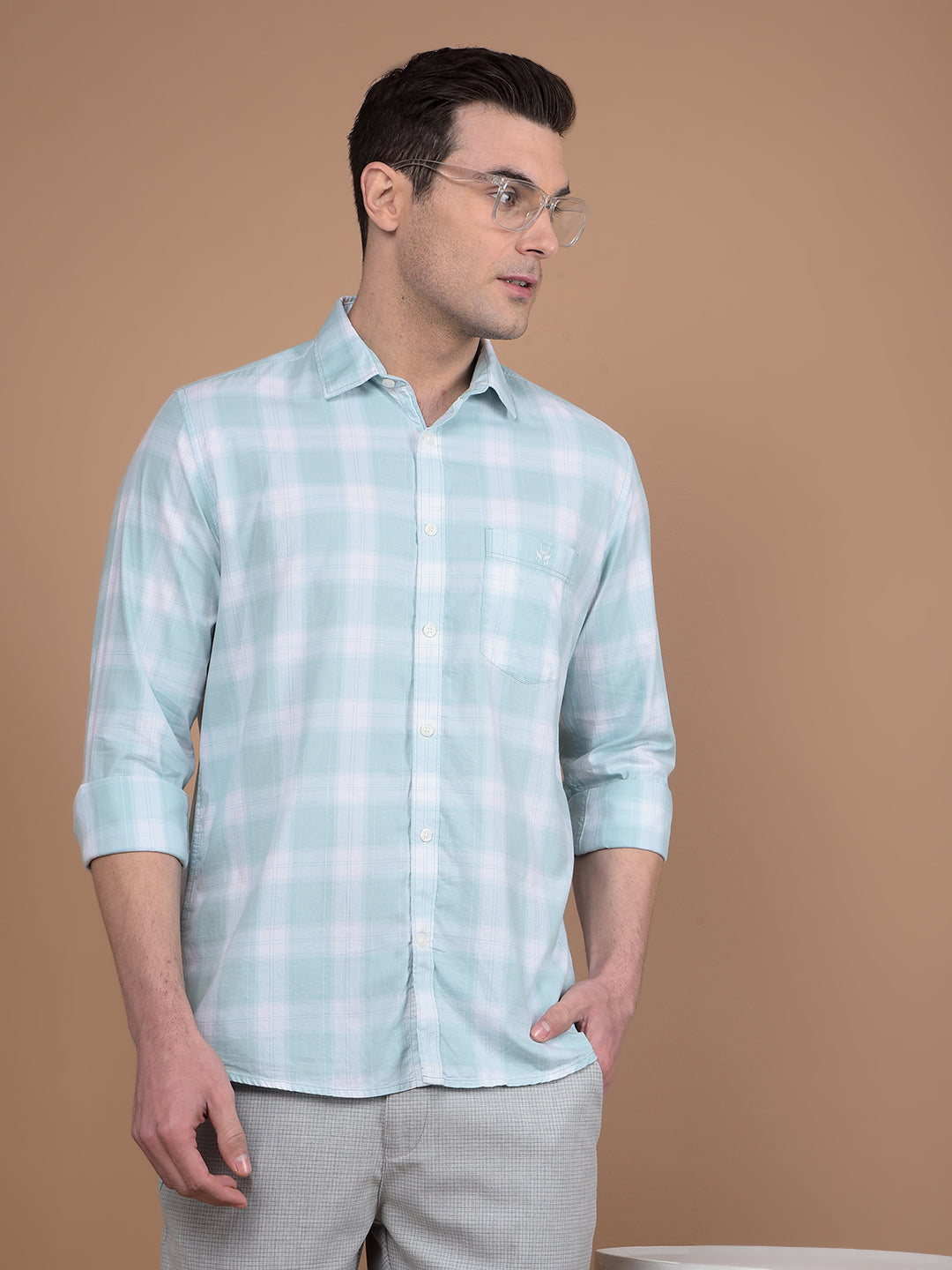 Green Checked 100% Cotton Shirt