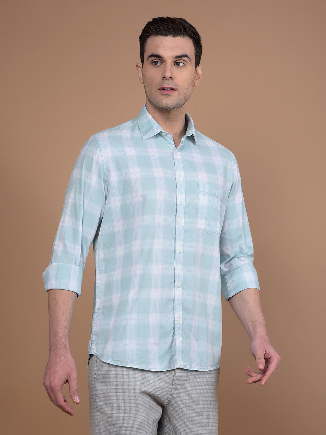 Green Checked 100% Cotton Shirt