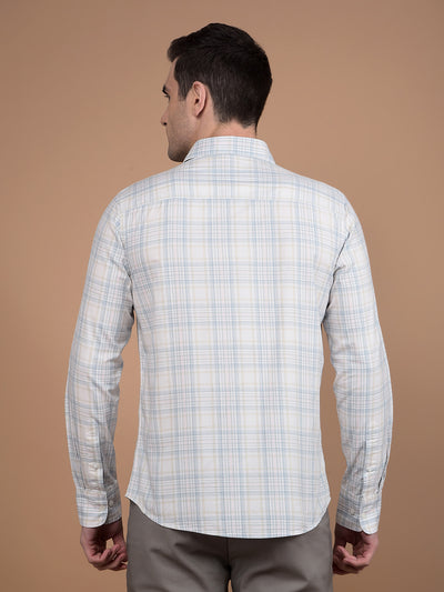 Beige Checked 100% Cotton Shirt-Men Shirts-Crimsoune Club