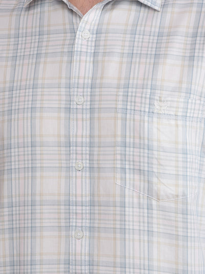 Beige Checked 100% Cotton Shirt-Men Shirts-Crimsoune Club