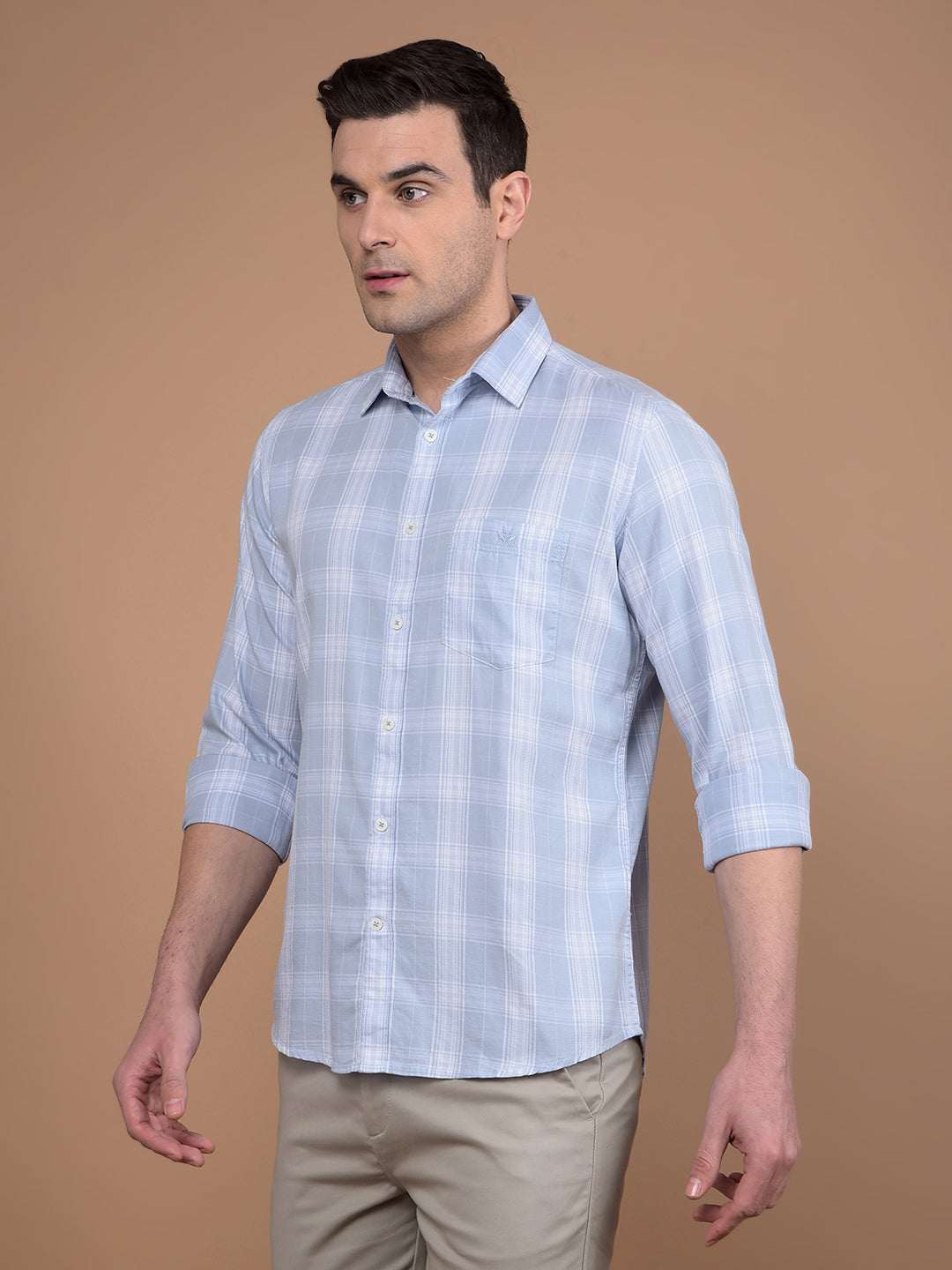 Blue Checked 100% Cotton Shirt