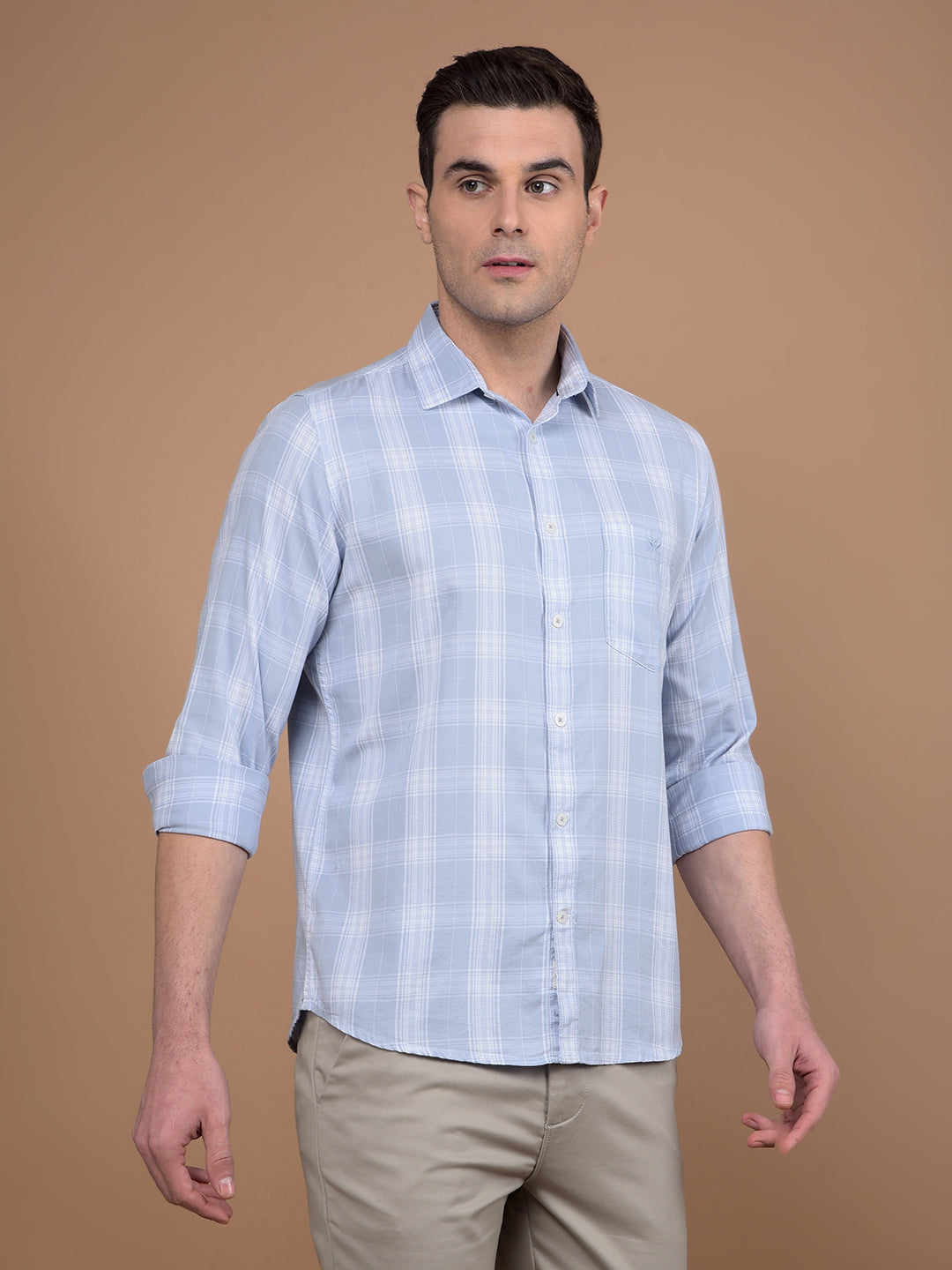 Blue Checked 100% Cotton Shirt