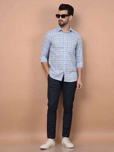 Blue Checked 100% Cotton Shirt