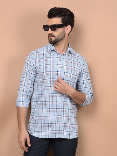 Blue Checked 100% Cotton Shirt