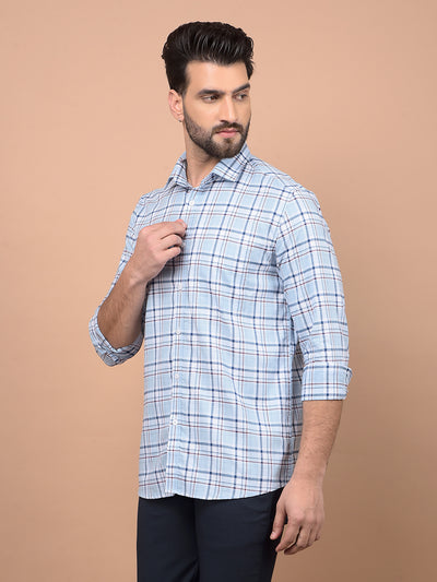 Blue Checked 100% Cotton Shirt