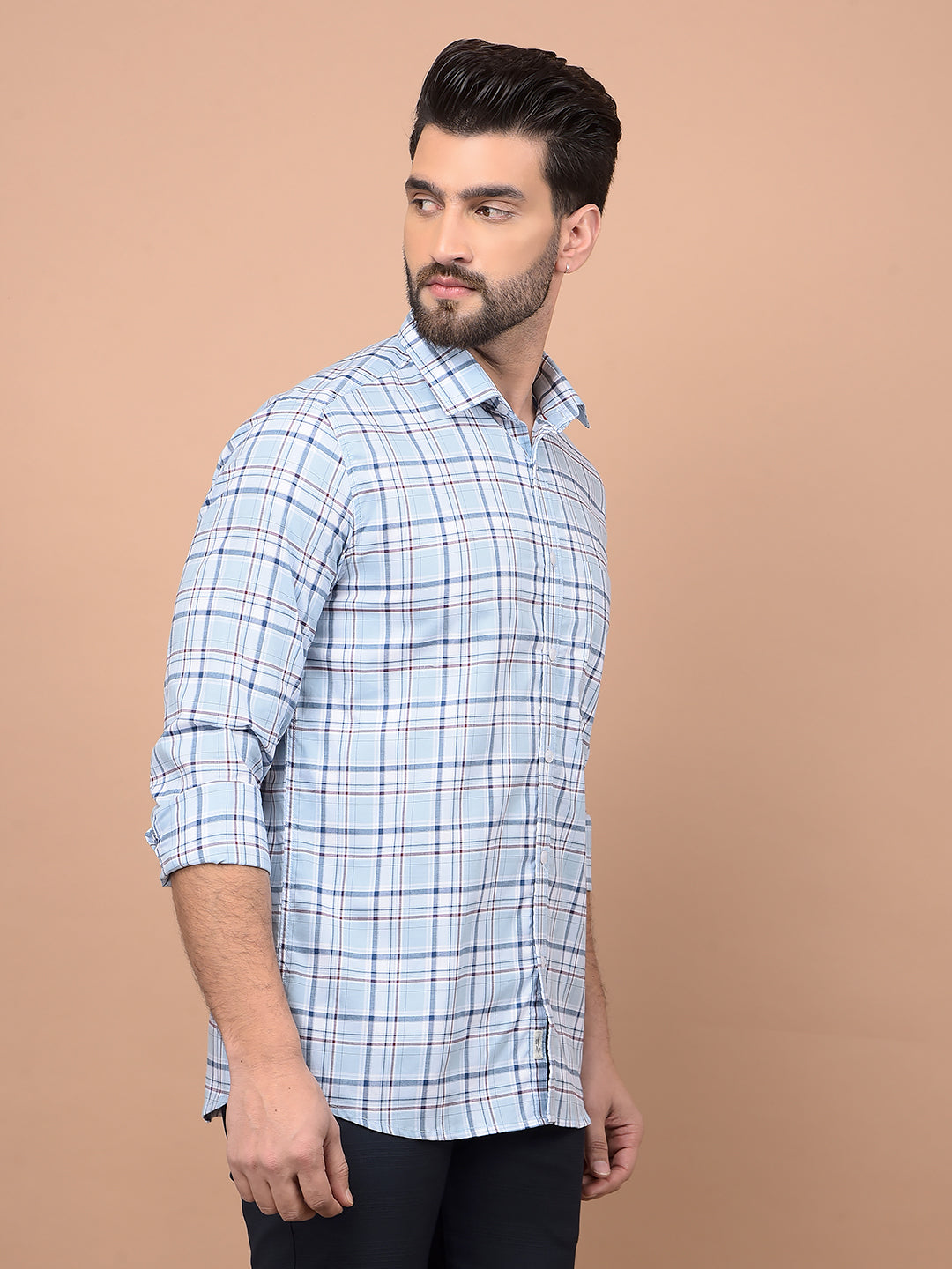 Blue Checked 100% Cotton Shirt