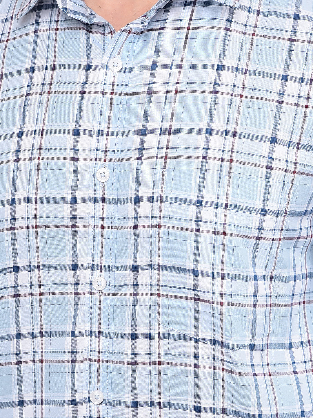 Blue Checked 100% Cotton Shirt