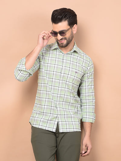 Green Checked 100% Cotton Shirt