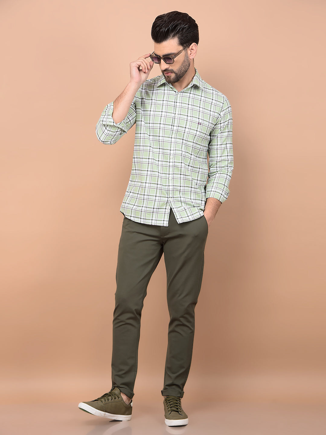 Green Checked 100% Cotton Shirt