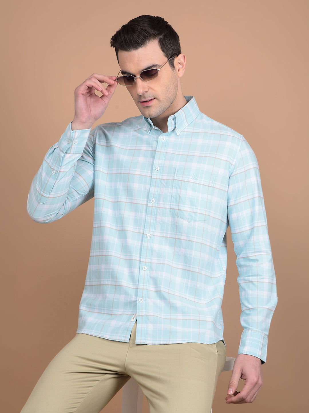 Blue Checked 100% Cotton Shirt