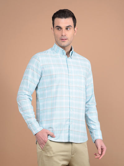 Blue Checked 100% Cotton Shirt