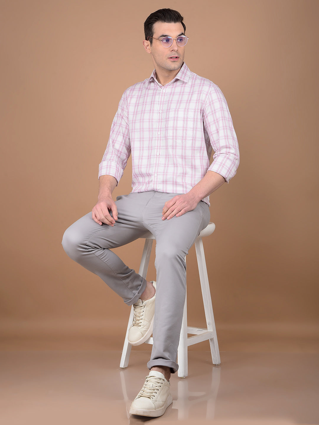 Pink Checked 100% Cotton Shirt