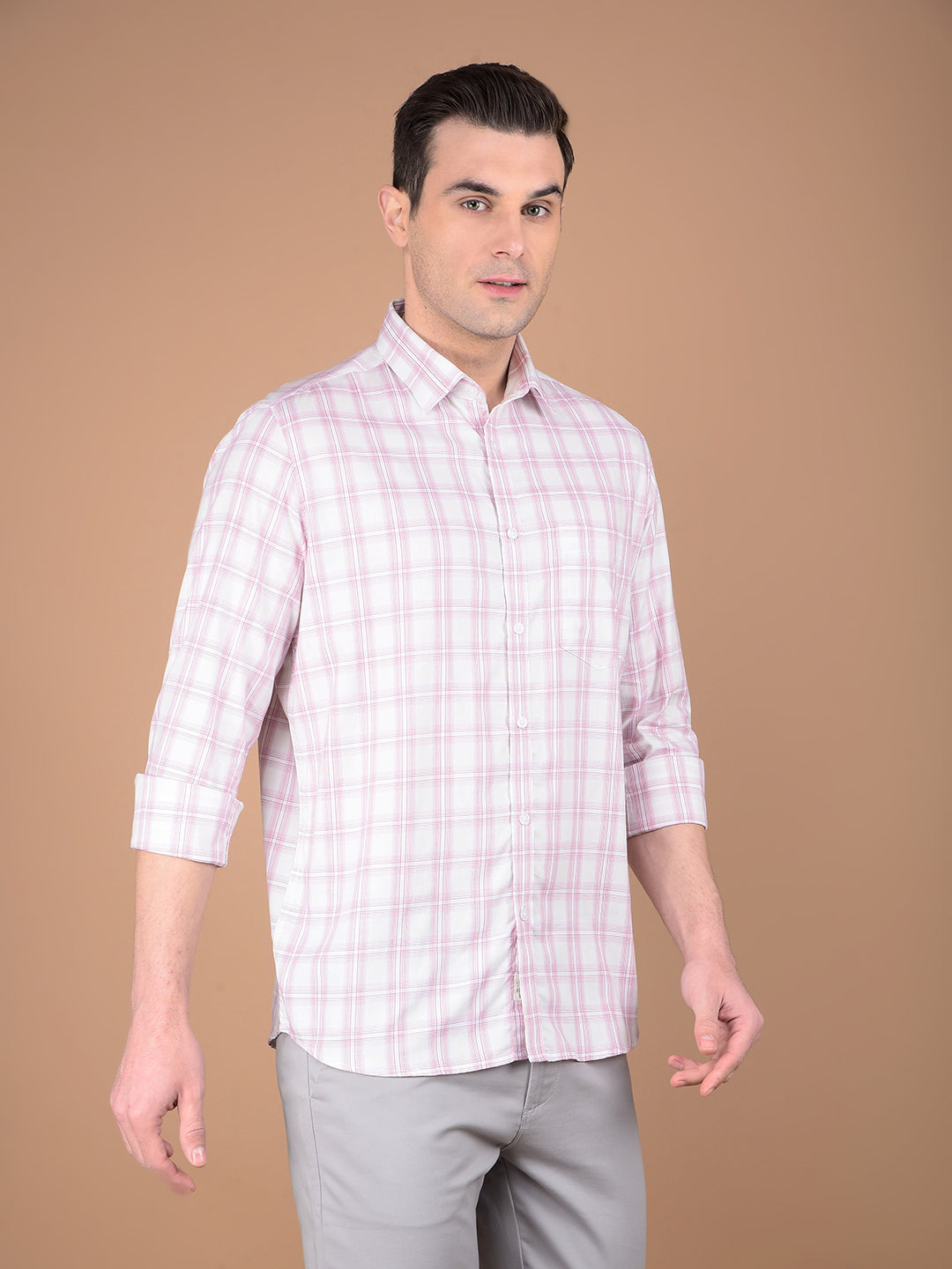 Pink Checked 100% Cotton Shirt