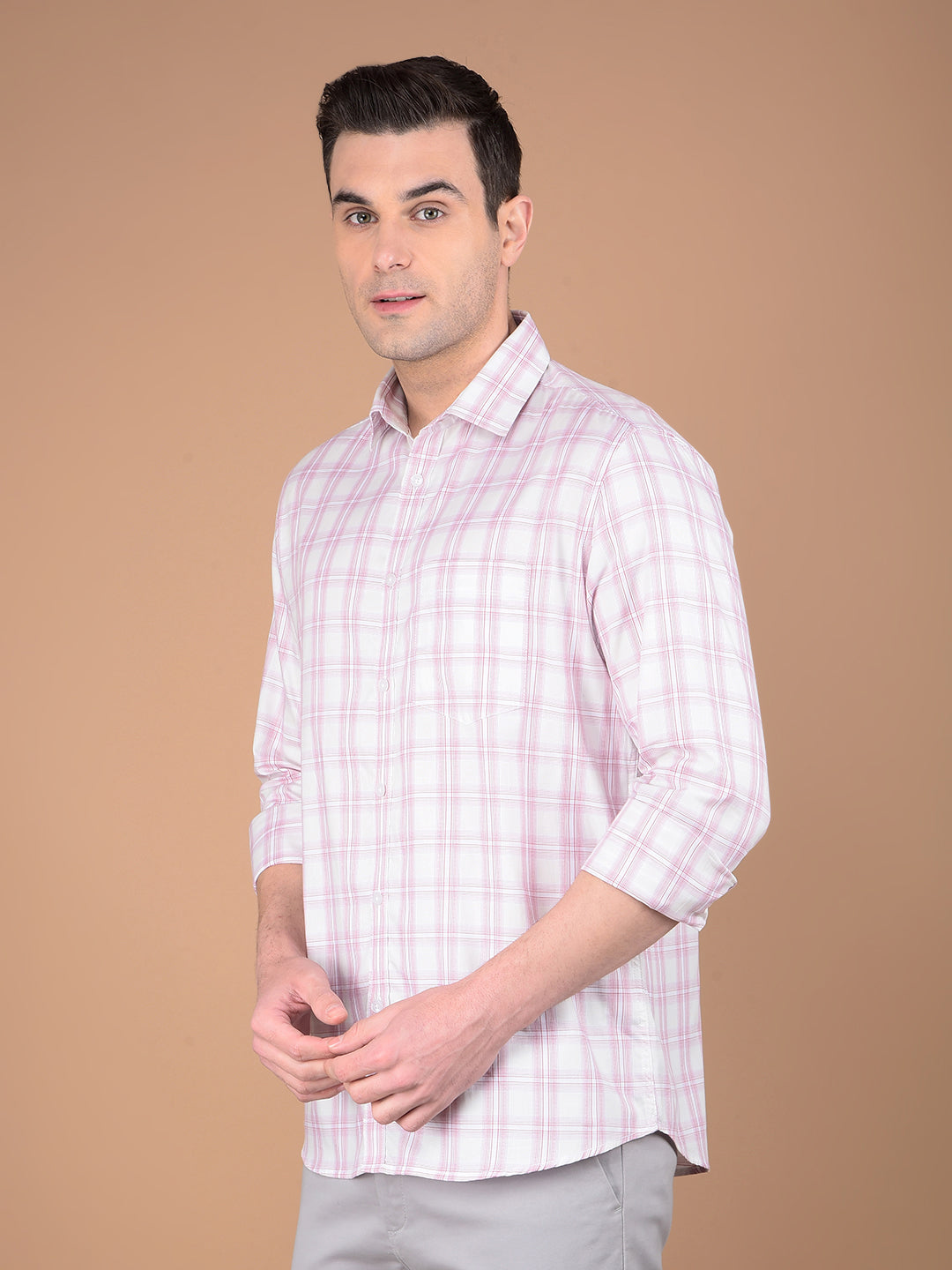 Pink Checked 100% Cotton Shirt