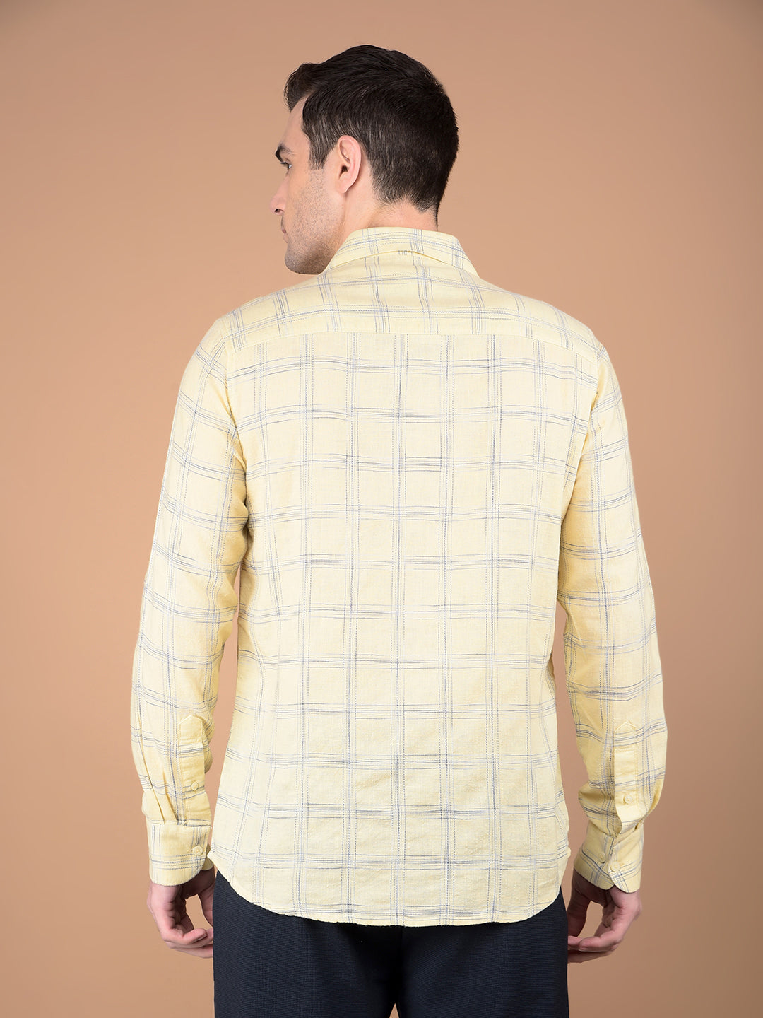 Beige Checked Linen Shirt