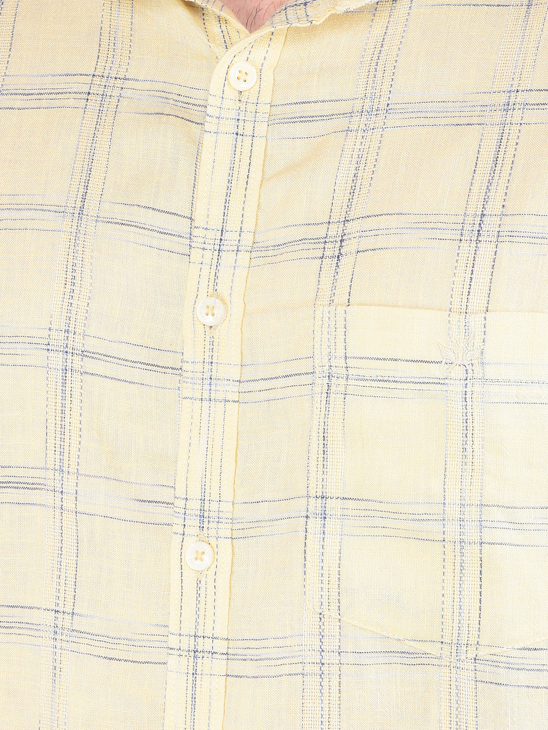 Beige Checked Linen Shirt